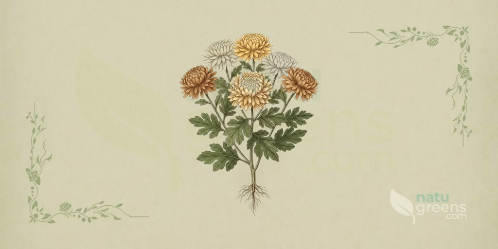 Chrysantheme (Chrysanthemum morifolium), eine ausdauernde krautige Art der Korbblütler, die nirgendwo wild vorkommt, sondern ein in China gezüchteter Hybridkomplex ist.
